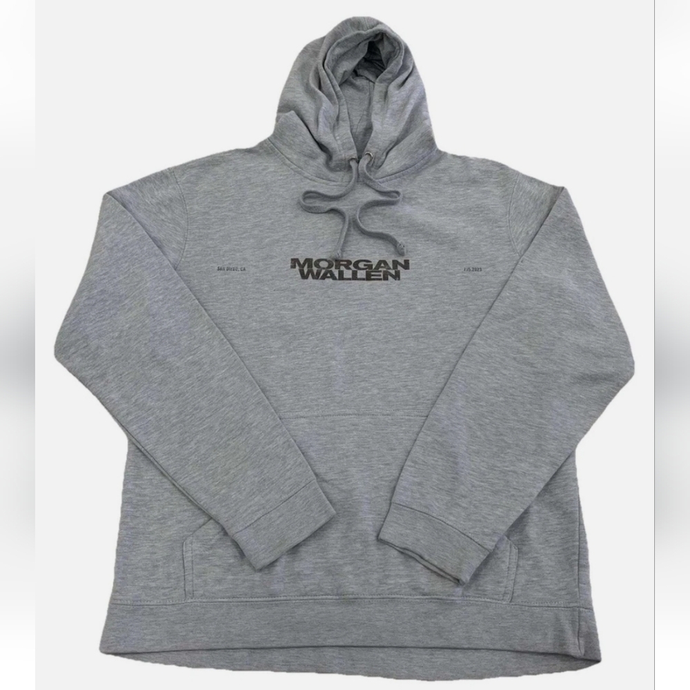 NWOT Unisex Morgan Wallen San Diego, CA 7.14.2023 District Light Gray Hoodie